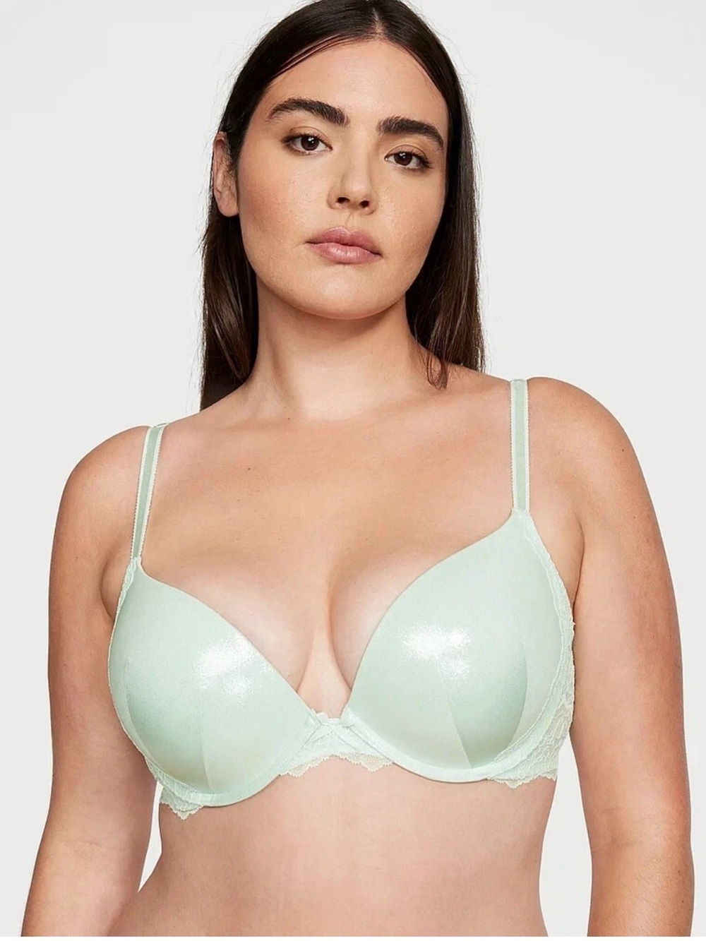 Victoria's Secret Dream Angels Misty Green Foil Shimmer Lace PushUp Bra/ Panty
